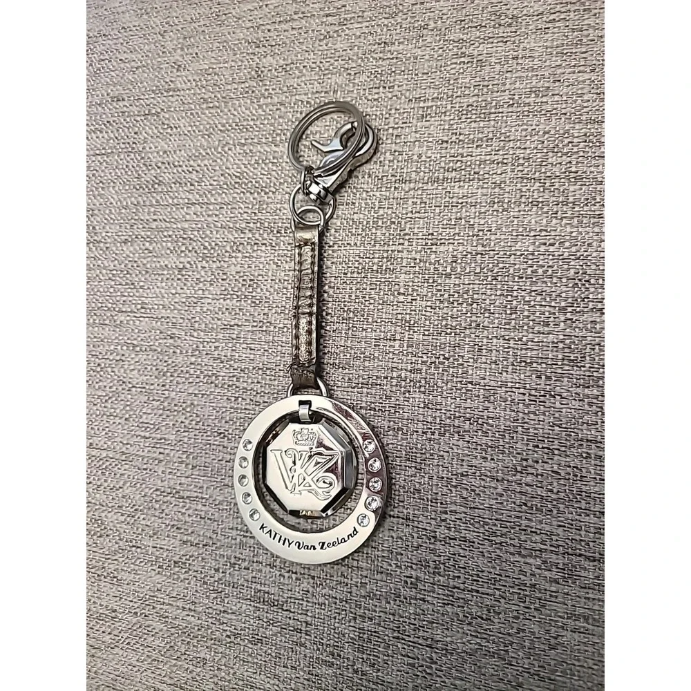 NWOT Kathy van Zeeland Silver Bag Charm Keychain Purse Clip